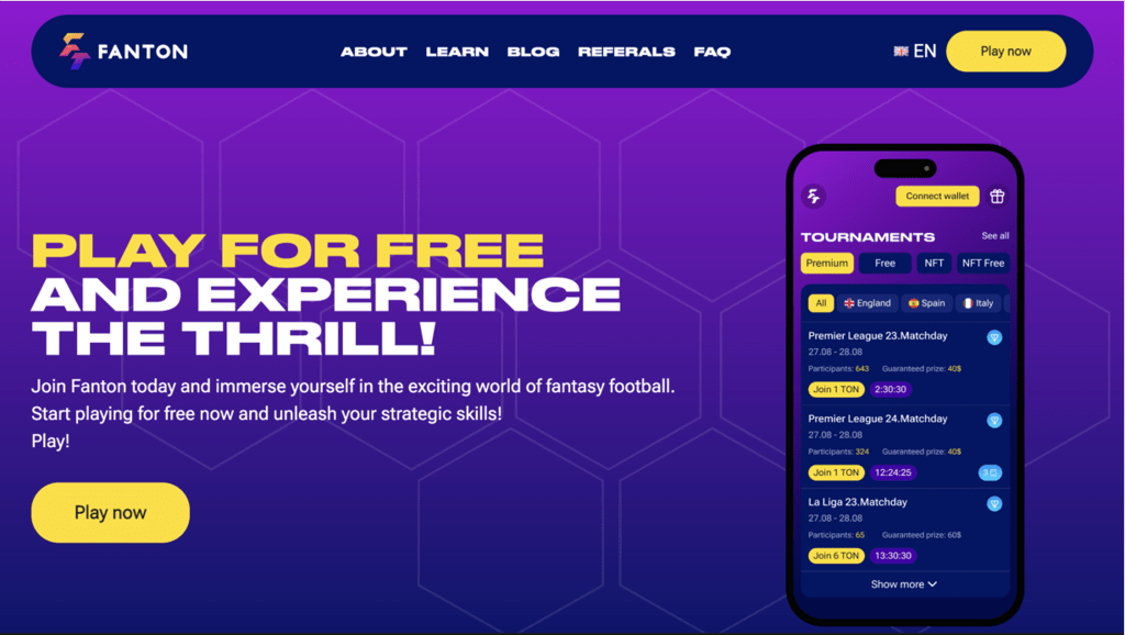 TON Fanton’s Fantasy Football P2E Game Secures $1M Seed Funding from Leading Investors